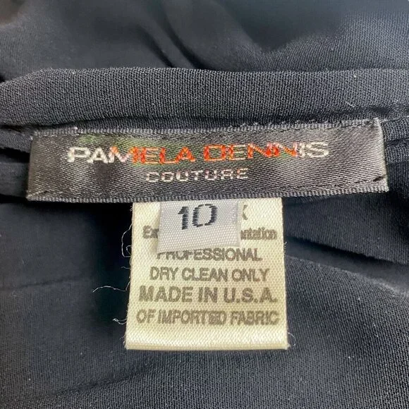 PAMELA DENNIS Couture Silk Evening Gown Sz 10 Formal Long Dress Burgundy Black - Picture 6 of 16